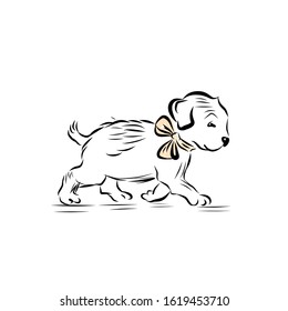Graphic dog, single pet, man’s four-legged friend, hand drawn graphic, line art, animal icon in minimalism style