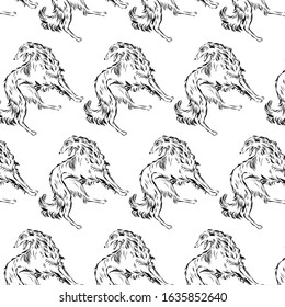 Graphic dog, single pet, man’s four-legged friend, hand drawn graphic, line art, animal icon in minimalism style