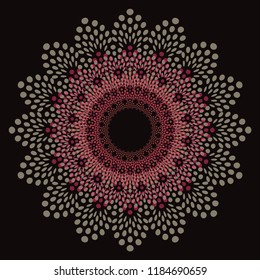 graphic doily flake in transparent shades of ivory red on black
