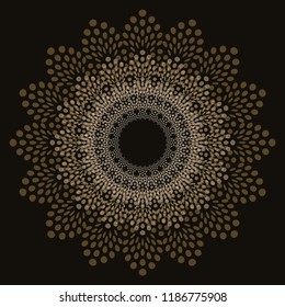graphic doily flake in transparent shades of gold on black