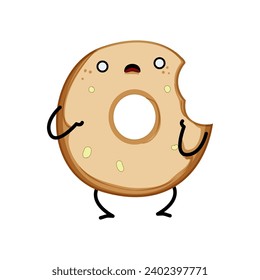 graphic donut character cartoon. doodle fun, dessert collection, retro coffee graphic donut character sign. isolated symbol vector illustration