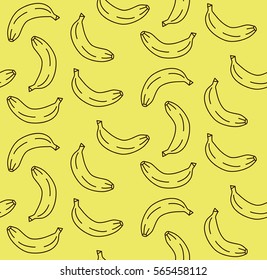 Graphic doodle banana seamless vector pattern