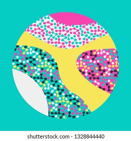 graphic dotted circle symbol in pink yellow blue shades