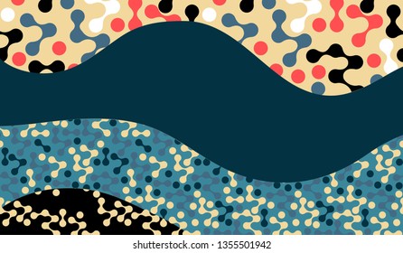 graphic dotted wavy frame in navy blue ivory shades