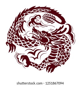 Graphic dragon in Chinese style , composed in round