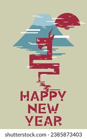 Graphic dragon design style New Year's card illustration
