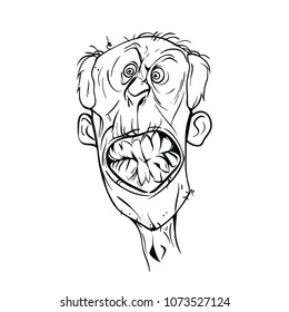 Graphic drawing of an angry old man