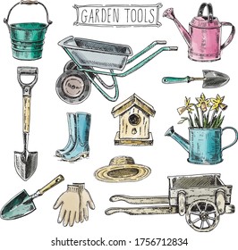 graphic drawing with garden tools