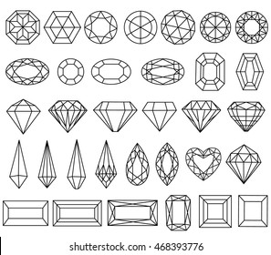 Graphic Drawing Gemstone Faceting Patterns On A White Background