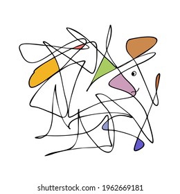 Graphic drawing hand made minimalism wall art. Art design minimal and wall art. Vector illustration.
