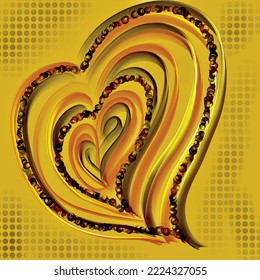 Graphic drawing of a heart on a yellow background