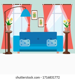 Graphic drawing. Home interior. Living room. Can be used in web design..