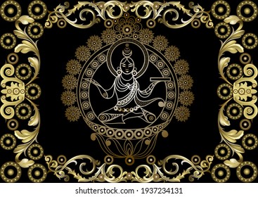 Graphic drawing with Indian motifs. Vector illustration