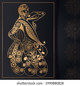 Graphic drawing with Indian motifs. Vector illustration