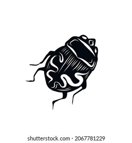 Graphic drawing of an insect. Clipart. Vector icon isolated on white background.