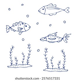 Graphic drawing of large river fish