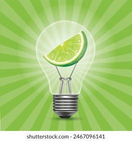 Graphic drawing of a light bulb with lemon inside.