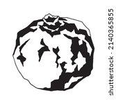Graphic drawing of a pomegranate fruit isolated on a white background. Vector image for stickers, banners, prints, design.