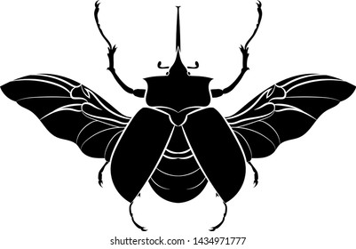 Graphic Drawing Silhouette Beetle Megasoma Elephas Stock Vector ...