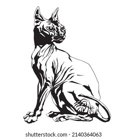 Graphic drawing of a sphinx cat in a sitting position. Vector image for stickers, banners, prints, etc.