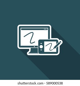 Graphic drawing tablet and application for design - Vector flat minimal icon