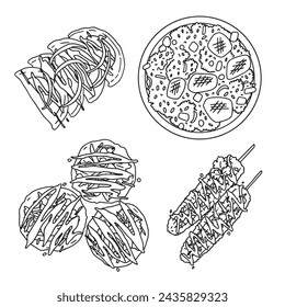 graphic drawings Mexican food set