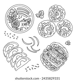 graphic drawings Mexican food set