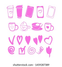 Graphic drawings set of necessary things, vector illustration