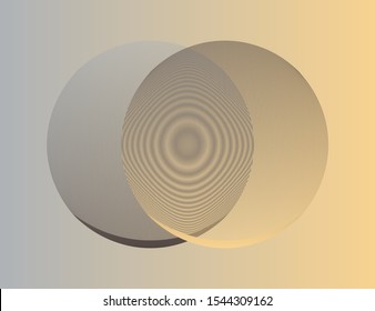 graphic eclipse between two wired spheres in ivory silver shades