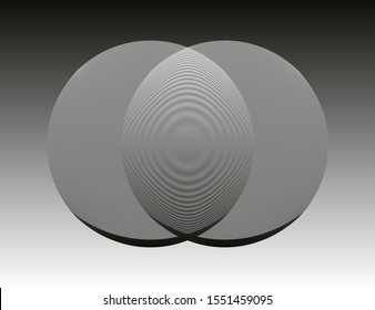 graphic eclipse between two wired spheres in silver shades