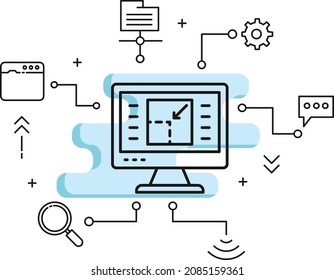 Graphic Editing Tool Concept, image crop sign, Webpage Resize Concept, Responsive Web Development Vector line Icon Design, UI stock illustration, LED Display Banner