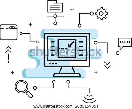 Graphic Editing Tool Concept, image crop sign, Webpage Resize Concept, Responsive Web Development Vector line Icon Design, UI stock illustration, LED Display Banner