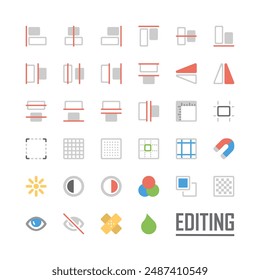 Graphic Editor - flat vector icon set.