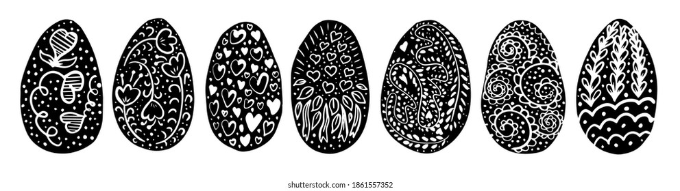 Graphic eggs set. Vector illustration