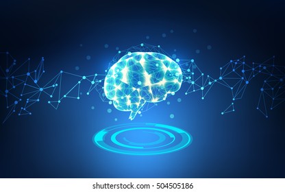 graphic of electronic digital brain with lighting effect; abstract technology health care;  