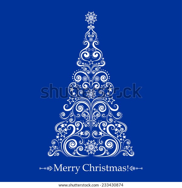 Graphic Elegant Christmas Tree Isolated On Stock Vector (Royalty Free