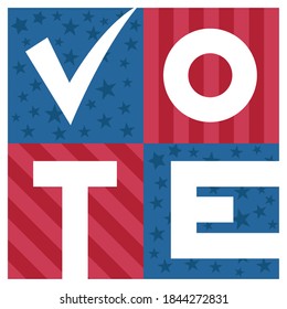 Graphic element for the 2020 american presidential election that says VOTE.