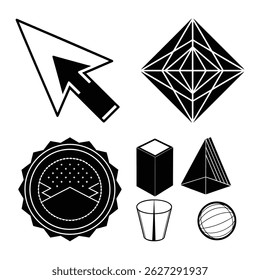  graphic element black and white icons set