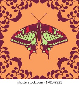 Elemento gráfico con mariposa
