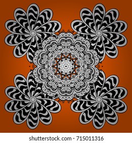 Graphic element decoration. Snowflake icon. Flat design. Symbol winter, frozen, Christmas, New Year holiday. Orange, black and white silhouette snow flake sign isolated orange, black and white colors.