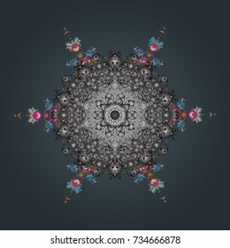 Graphic element decoration. Snowflake mosaic icon. Silhouette snow flake sign isolated blue, gray and neutral colors. Vector. Flat design. Symbol winter, frozen, Christmas, New Year holiday.