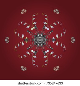 Graphic element decoration. Snowflake mosaic icon. Vector. Red, gray and white silhouette snow flake sign isolated. Symbol winter, frozen, Christmas, New Year holiday. Flat design.
