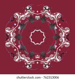 Graphic element decoration. Snowflake mosaic icon. Symbol winter, frozen, Christmas, New Year holiday. Vector design. Silhouette snow flake sign isolated red, gray and neutral colors. Flat design.