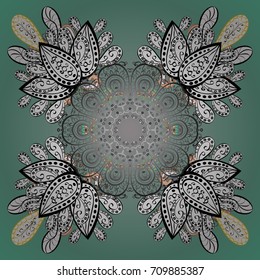 Graphic element decoration. Symbol winter, frozen, Christmas, New Year holiday. Vector illustration. Snowflake mosaic icon. Silhouette snow flake sign isolated blue, gray and green colors. Flat design