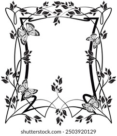 graphic element frame and flowers butterflies 2