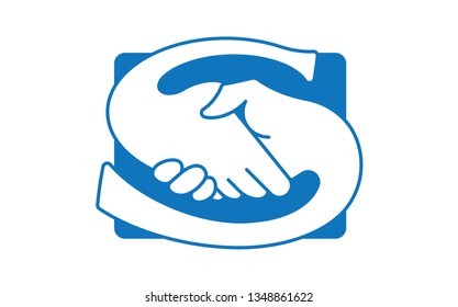 Graphic element handshake in the form of the letter S. Can be used to create a logo. SALVE - in Italian and latin means "hello"