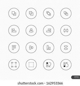 Graphic element Icons set 3 with circle on white background - Vector illustration