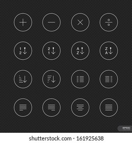 Graphic element Icons set 4 with circle on black background - Vector illustration