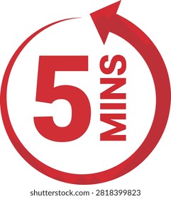 Graphic element indicating a five-minute timeframe or duration suitable for business or educational contexts.
