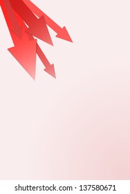 Graphic element made out of red various size arrows / reddish arrows background